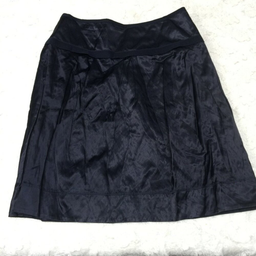 Lida Baday Womens Pleated Metallic Career A-Line Skirt Size 8 Blue Fully Lined